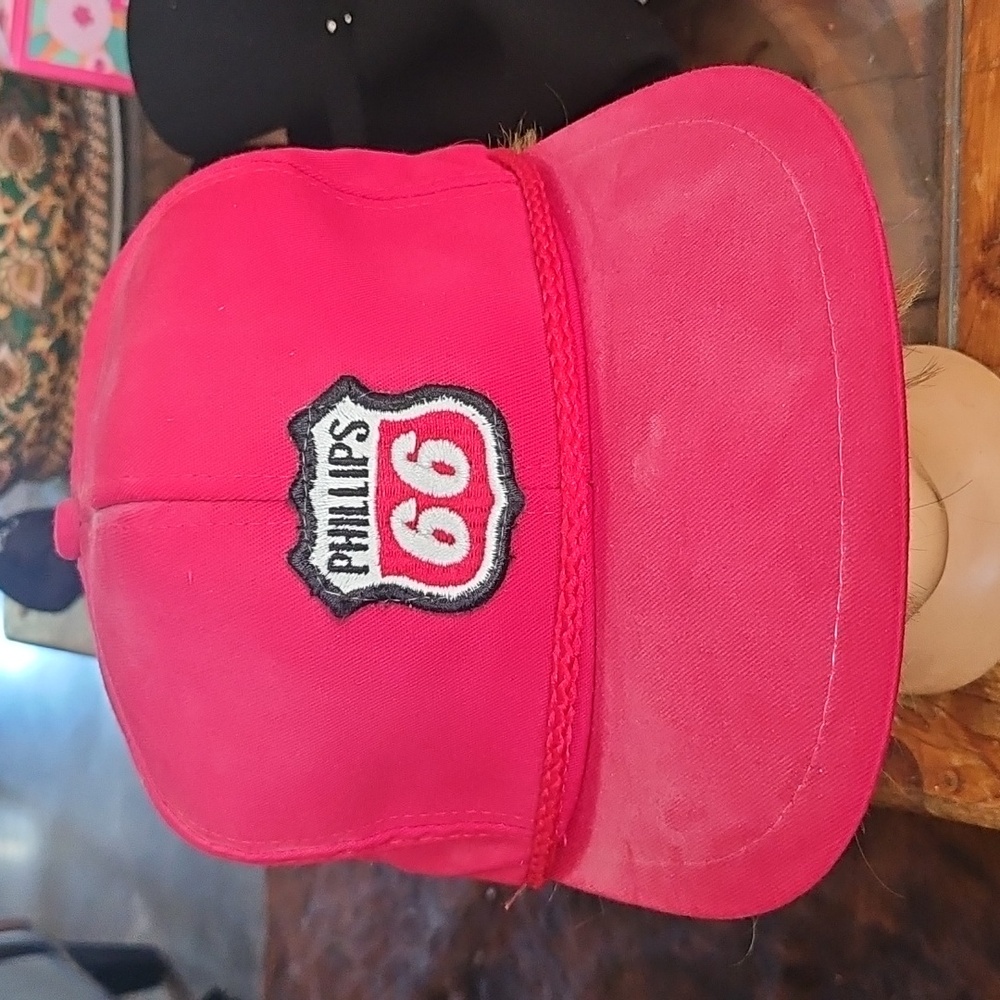 Vintage K BRAND Hat Phillips 66 Original Red Cotton Trucker Hat Snapback